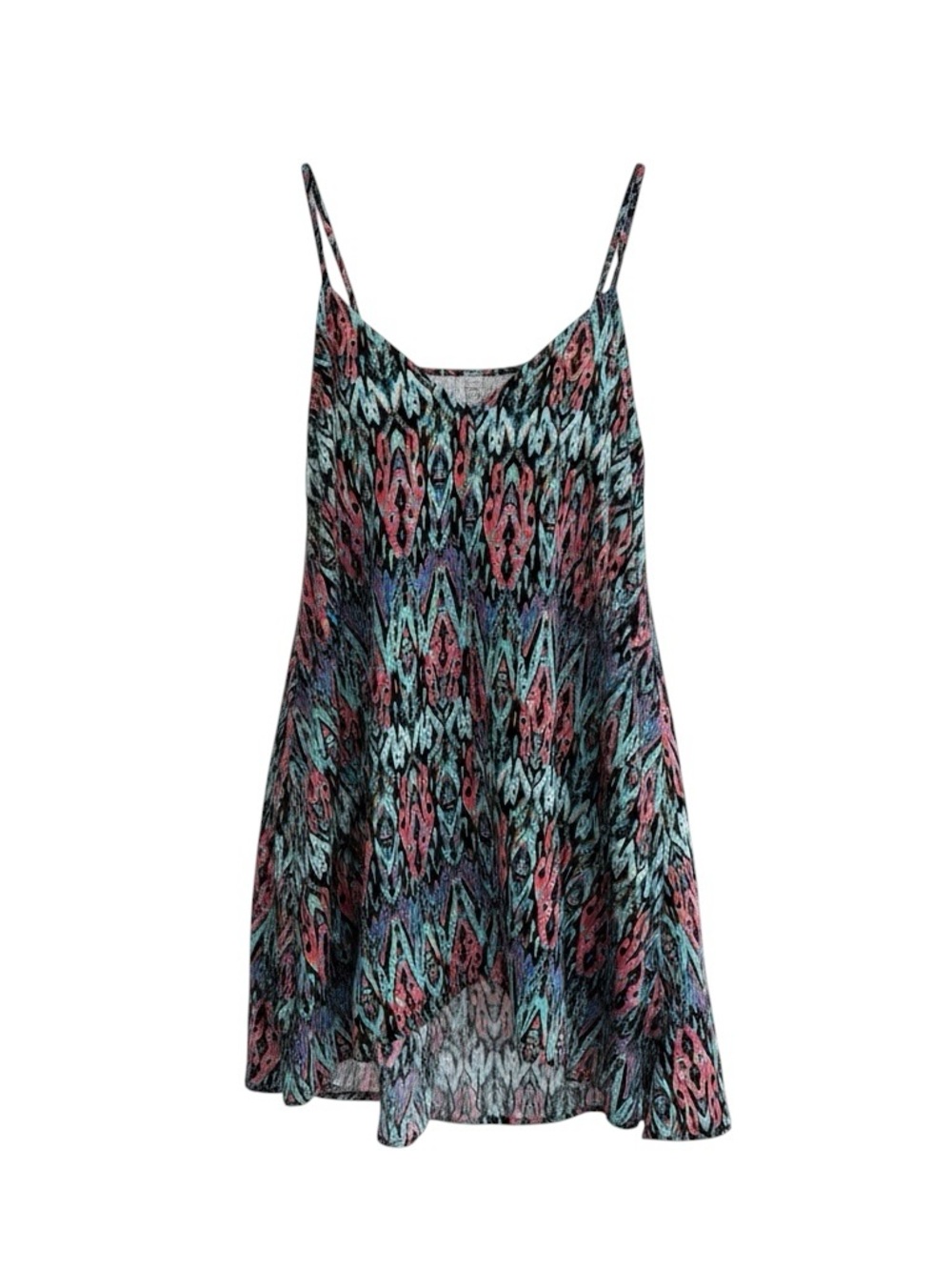 Mimi Chica Multicolor Abstract Print Mini Dress with Spaghetti Straps - Medium